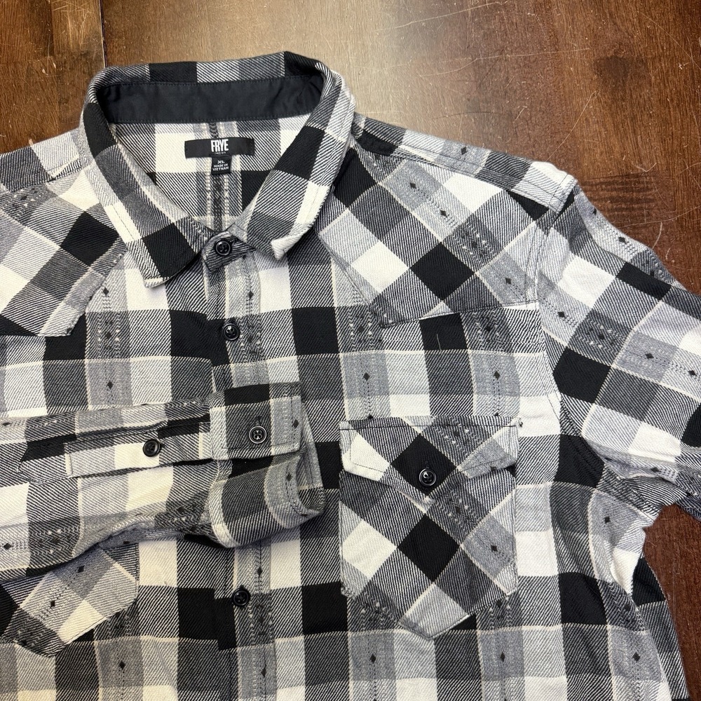Frye Men's Jacquard Flannel, Size XL,‎ Heather Grey